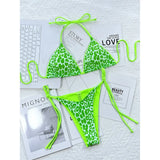 Sexy Leopard Printed Halter Brazilian Bikini Women Swimwear Female Swimsuit Two-Piece Bikini Set Bather Bathing Suit Swim V3681