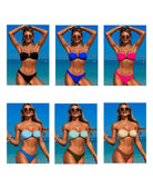 Sexy Bandeau Bikini Set 2025 Women Khaki Patchwork Front Metal High Waist Mesh Panties 3 Piece Swimsuit Bathing Suit Swimwear