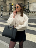 Foridol Turtleneck Fluffy Hoodie for Women Autumn Casual Loose Pullovers Female Basic Fashion Winter Women's Sweatshirts