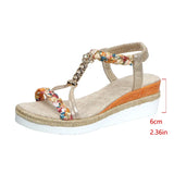 Fashion T-Strap Platform Sandals for Women New Mix Color Elastic Band Wedge Sandals Woman Summer Daily Open Toe Sandalias Female