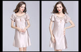 Women's Sleepwear Ice Silk Casual Silk Pajamas Women's Summer Sexy Short Sleeve Lace Pajamas Loungewear