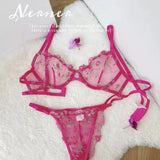 French Floral Bra Set Women | Sweet Sexy Sheer Mesh Lace, Transparent Underwear Set | Practical & Feminine MOYISU Sexy Panty Set