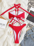 2026 Sexy Halter Tummy Cut Out Monokini Women Thong Swimwear One Piece Swimsuit Female High Leg Cut Bathing Suit Swim Bodysuit