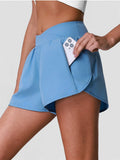 Summer Breathable Yoga Shorts V High Waist Pocket Loose Sports Pants Quick Drying Hip Lifting Running Training Fitness Shorts