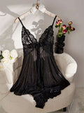 Summer Soft Sheer Nighty Pajamas Nightgowns Dark Green Halter Dress Women Sleepwear Sexy Nightdress Thong Sets