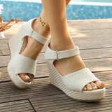 Summer Chunky Wedges Sandals for Women 10Cm Super High Heels Sandals Woman 2026 Casual Ankle Strap Platform Sandles Plus Size 43