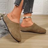 Spring Round Toe Cork Clogs Slippers for Women Outdoor Cork Footbed Flat Heels Mules Shoes Woman Plus Size Suede Slides Female