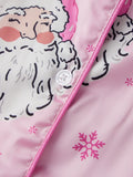Women Satin Christmas Pajamas Sets Long Sleeve Santa Claus Print Tops with Elastic Waist Pants Two Pieces Sleepwear