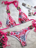 2025 Snake Print Halter Crystal Diamond Bikini Women Swimsuit Female Swimwear Two pieces Bikini set Bather Bathing Suit Swim