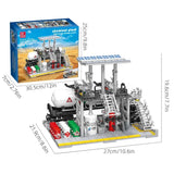 City Street View Building Blocks Natural Gas Storage Center Laboratory Transport Station 3 In 1 Assembly Model Bricks Kids Toys