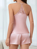Sexy Suspender Pajamas Set Strap Top&shorts Loungewear Summer Silk Satin Sleepwear Intimate Lingerie Loose Home Clothes Pijamas