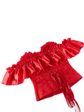Chest corset with satin ruffled sleeves and waist-tightening palace corset at the back of the shoulder.