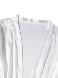 4PCS Women's Long Pajamas Set White Lace Satin Silk Night Lingerie Tops And Shorts Casual Sleepwear Loose Wedding Home Gown
