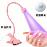 UV Nail Lamp, Foot Switch LED Linear Lamp, Gooseneck Flash Curing Lamp, Nail Drying Lamp with Desktop Clamp