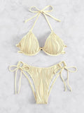 2026 Halter String Bikini Solid Push Up Swimsuit Women Sexy Swimwear Female Bathers Bathing Swimming Swim Suit Beachwear