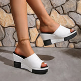 Women Wedges Slippers Summer High Heel Shoes Thick Sole Plus Size 42 Slip-on Style Female Street Fashion Sandals Outdoor Slides