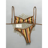 2026 Striped High Leg Cut Brazilian Bikini Female Swimsuit Women Swimwear Two-pieces Bikini set Bather Bathing Suit Swim V8216