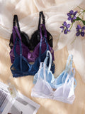 5PCS Fashionable Sexy lingerie set Floral Lace cup surface Design Thin sexy bras Comfortable Unpadded Women's underwear set