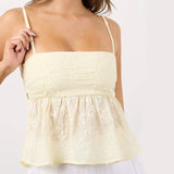 Women's Summer Fashion Slim Camisole Floral Jacquard Spaghetti Strap Back Cutout Tank Tops Streetwear