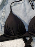 XS - XL Sexy 2025 Push Up Bra Cup Halter Bikini Top Female Swimsuit Women Swimwear Bather Bathing Suit Swim Solid Beach wear Top