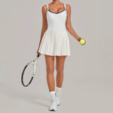Women's Seamless Yoga Jumpsuit Sports Fitness Sleeveless Beautiful Back One-Piece Dress Workout Tennis Anti-exposure Jumpsuit
