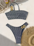 S - XL Glitter Sparkling One Shoulder Bikini Female Swimsuit Women Swimwear Two-pieces Bikini set Bather Bathing Suit Swim K7316