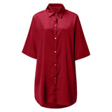 New Women's Solid Color Silky Comfortable Soft Pajamas Sexy Short Sleeve Nightshirt Smooth & Skin-Friendly Home Sleepwear Lounge