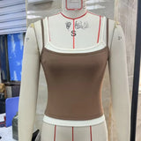 Women's Slim Fit Camisoles Spaghetti Strap Stylish Double Layer Cotton Tank Tops Summer Crop Tops