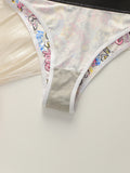 Women's cartoon pattern underwear set with steel ring gathering push up work vest shock-absorbing sports bra set C2807