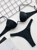 Sexy V-bar Underwired Bra Cup Thong Bikini 2025 Women Swimwear Female Swimsuit Two-pieces Bikini Set High Cut Bathing Suit Swim