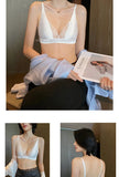 Elegant French Lace Triangle Bra, Summer Satin Bralette for Small Bust, Wirefree Sensual Lingerie Set MOYISU Panty Bras & Set AB