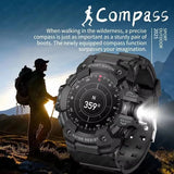 2026 Rugged Sports Smart Watch Bluetooth Calls Colorful Waterproof Military Smartwatches with Flashlight SOS COMPASS for Phone