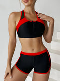 2026 Zipper Bikini Set Two Piece Swimsuit Women With Shorts Sports Swimwear Female Bathing Swimming Suit Beach Wear Summer