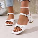 Women Sandals 2026 Buckle Strap Comfort Shoes for Women Square Toe Block Heels Sandals  Fashion Chunky Shoes Female