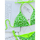 Sexy Leopard Printed Halter Brazilian Bikini Women Swimwear Female Swimsuit Two-Piece Bikini Set Bather Bathing Suit Swim V3681