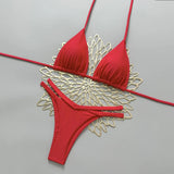 Sexy White Leopard Patchwork Micro Bikini 2026 Women Halter Push Up Bra Hollow Out Thong Swimsuit Bathing Suit Holiday Swimwear