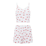 Women Pajamas Set 2 Pieces Loungewear Suits Floral Print Lace Trim Camisoles Tank Tops and Shorts Outfits Summer Sleepwear