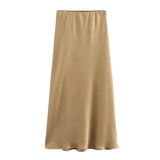 Foridol Autumn Winter Burgundy Satin Skirt Women Party Silk Skirt High Waist Straight Long Faldas Mujer Christmas Skirt