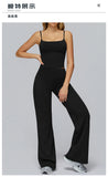 Yoga Suit Gym Fitness Set Hanging Neck Slim Sports Tank Top High Waist Wide Leg Pants Tracksuit Outdoor Running Athletic Wear