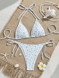 sexy floral print halter bikinis sets biquini micor string tie swimsuit Swimwear Biquini conjunto de bikini tankini beachwear
