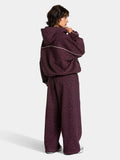 Vintage Leopard Hooded Sweatshirt Suit Loose Fit Contrast Line Wide Leg Trousers Fashion Athletic Tracksuit Outfit