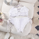 DEKA Retro Women Bikini Denim Suits Summer Halter Camis+ Mini Pant Lingerie Fashion Vacation Swimsuits Sexy Bra&Briefs Sets