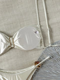 Metal Buckle Satin Bikini Women Mini Micro Thong Swimwear Female Swimsuit Two-pieces Bikini Set High Cut Bathing Suit Swim Lady