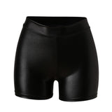 Women's Black Shiny Pu Leather Shorts Casual High Waist Form Fitting Biker Shorts Wet Look Stretchy Sexy Nightclub Party Shorts