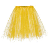 Women Glitter Tutu Skirt Puffy Tiered Tulle Underskirt Elastic Waist Layered Short Skirt Party Gown Princess Skirt Orange Yellow