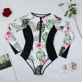 2025 New Patchwork Long Sleeve One Piece Swimsuit Women Swimwear Monokini Bathing Suit Female Bodysuit Surfing Swim Wear Beach