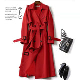 Phantasy Trench Coat Women Long Sleeve Jacket British Style Long Cloack Lace Up Elegant Office Lady Trench Spring Autumn Outfit