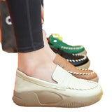 Platform Casual Slip-on Loafers for Women  Spring New Soft-soled Women's Shoes Comfortable Work Shoes Sewn Leather Shoes