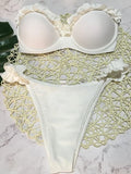 Ruffled Bra Cup Bikinis 2025 Bandeau Bikinis Women Swimsuit Female Swimwear Two Pieces Bikini Set High Cut Bathing Suit Swim
