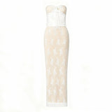 2 Piece Sets Women Lace Tie-up Tube Tops + Long Skirts Outfits Summer Streetwear Sexy Fairycore Y2K Aesthetic Clothes